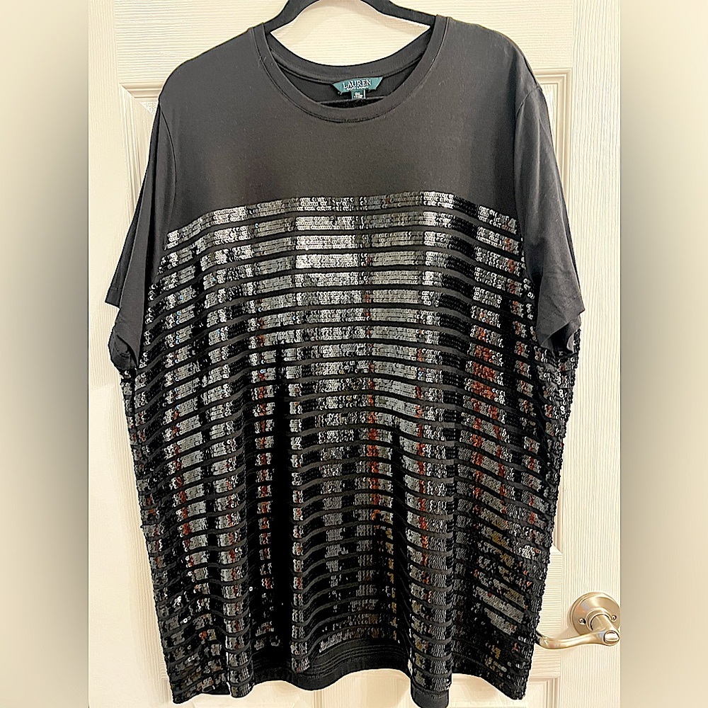3x plus size Ralph Lauren sequence, black top never worn
